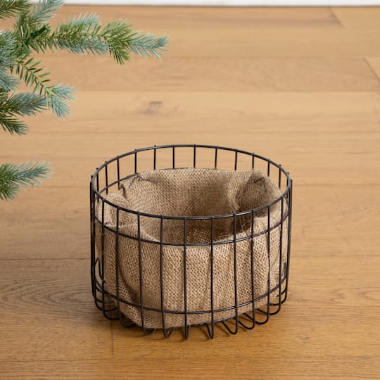 Nearly Natural 3ft. Pre-Lit Artificial Pine Christmas Tree in Jute Wire Planter, Warm White LED lights